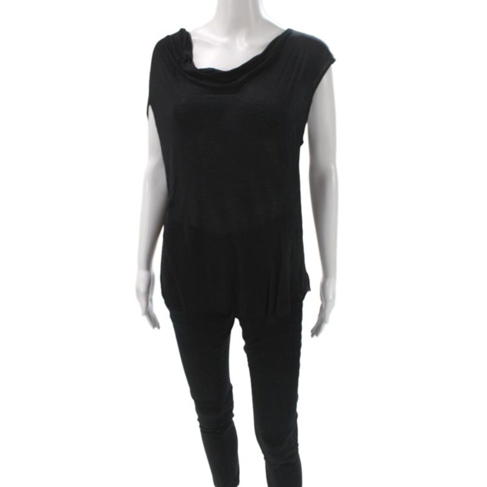 Helmut Lang Women Basic Jersey Top Sleeveless Black Cotton Polyester Size M